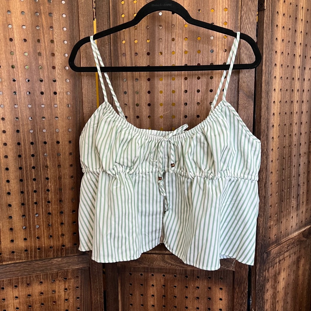 No Boundaries Green White Stripe Cropped Tank Size XXL 20 NWT